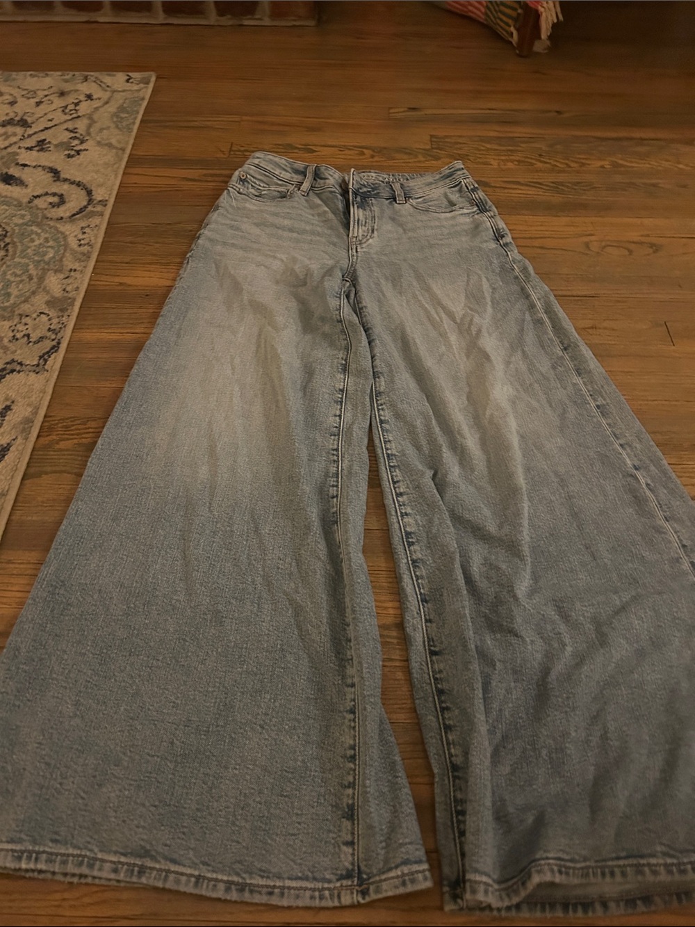 American Eagle Blue Wide-Leg High-Rise Jeans